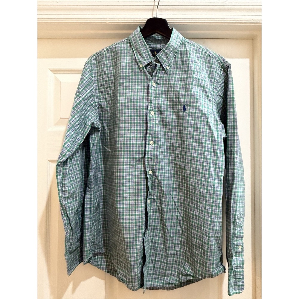 Polo Ralph Lauren Plaid Button Down Shirt Men M Green Blue Pink Preppy Classic